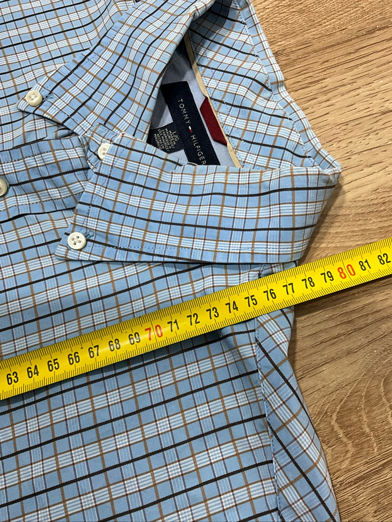 Tommy Hilfiger Long Sleeve Shirt L 100% Cotton Preppy Gingham Blue – photo 9
